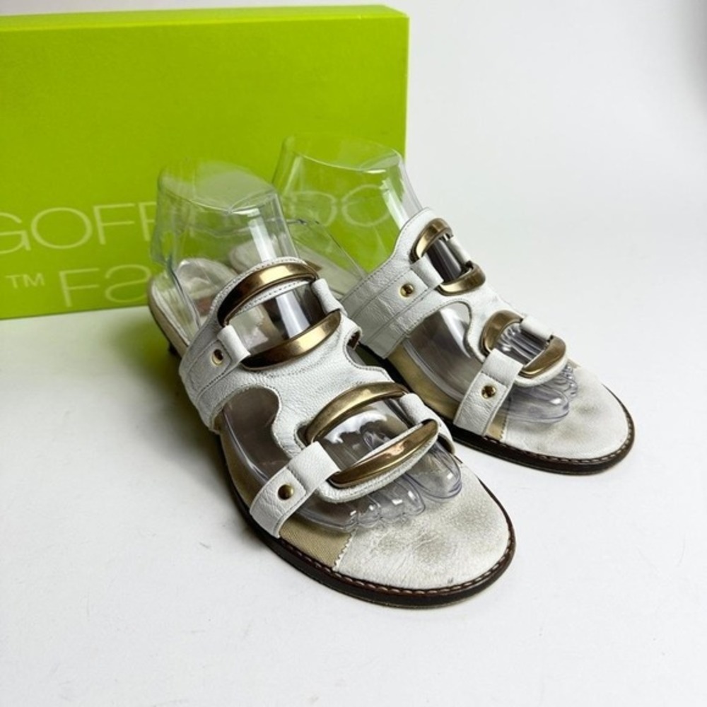 Vintage Goffredo Fantini Kitten Sandals Womens Sz 40 Italy Harley Bianco 9.5‎ KC
